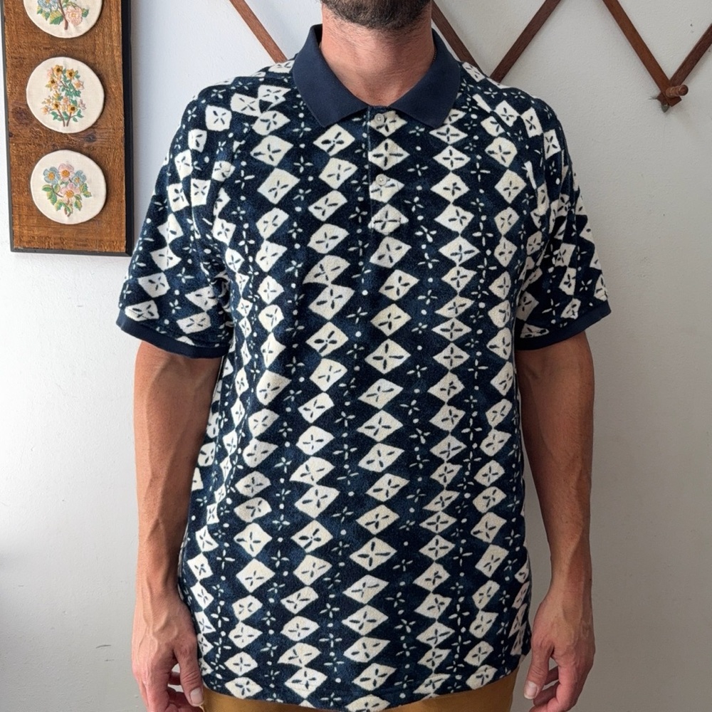 J. Crew Vintage Terrycloth Argyle Polo Shirt